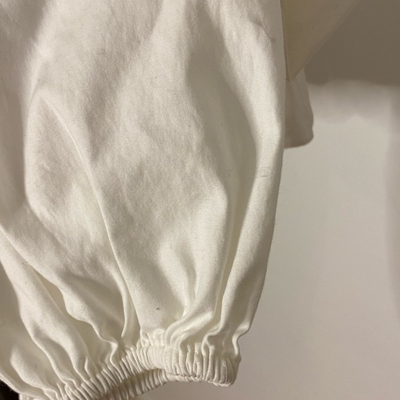 Reformation Fern Ruffled Gathered Stretch Organic Cotton Poplin Top - Picture 6 of 7